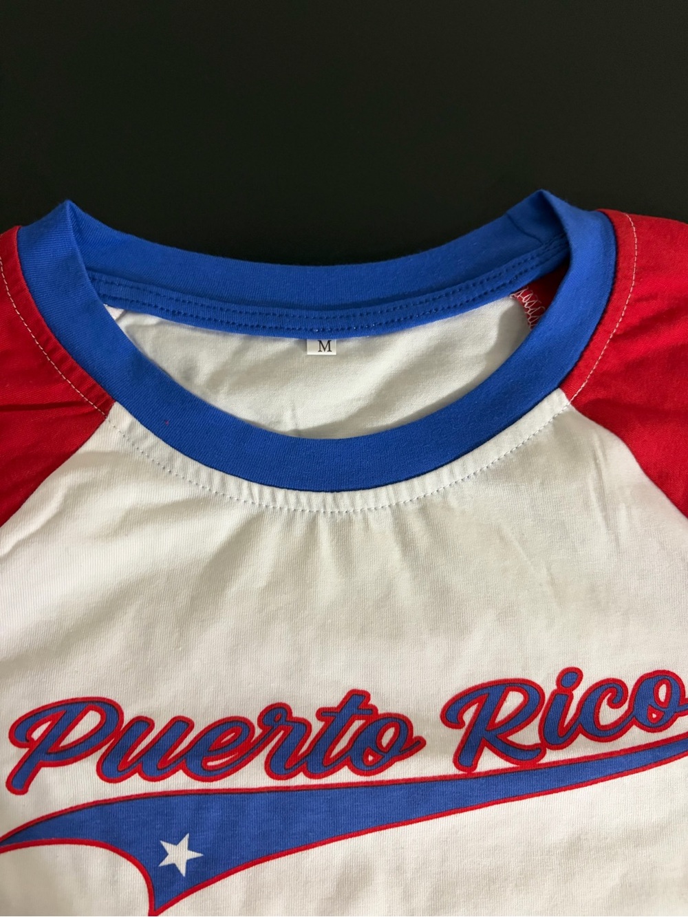 Puerto Rico Red & White Raglan Tee - Picture 2 of 3